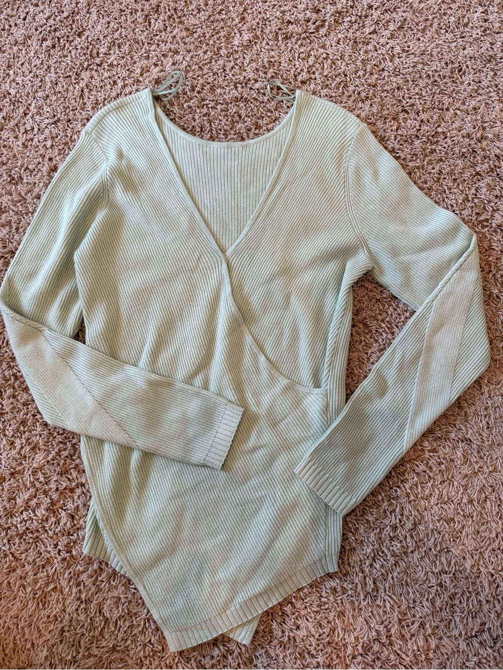 lululemon athletica Ribbed Wrap V-Neck Sweater in Sage Green